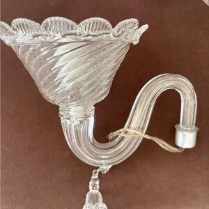 Murano Clear Glass Swirl Wall Sconce x2